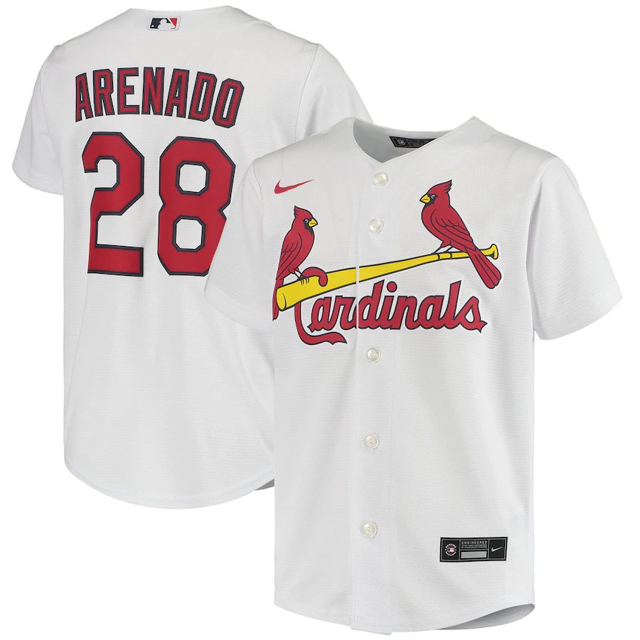 Youth St. Louis Cardinals #28 Nolan Arenado Nike White Home Replica Player MLB Jerseys->youth mlb jersey->Youth Jersey